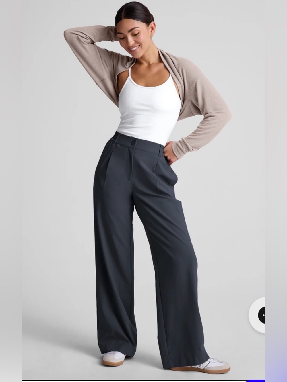 Beyond Yoga Status Wide-Leg Trouser Navy Short Length S